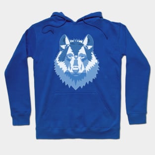 Geometric Blue Wolf Hoodie